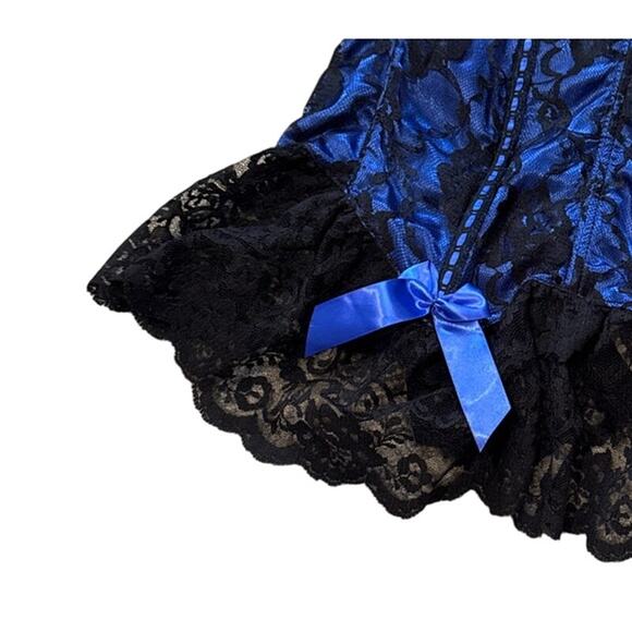 Vintage Frederick’s Blue Lace Corset 36 Boned Hook Back | SAME-NEXT DAY SHIP - Picture 3 of 6